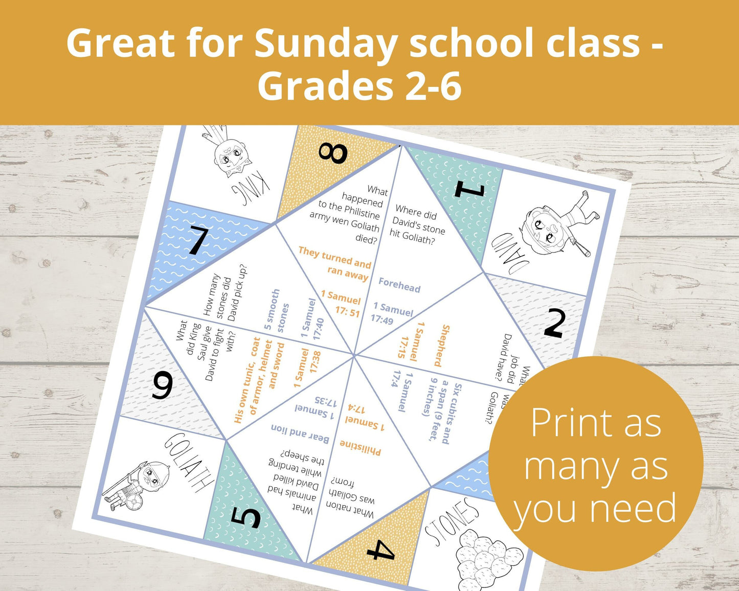 David and Goliath Printable Cootie Catcher