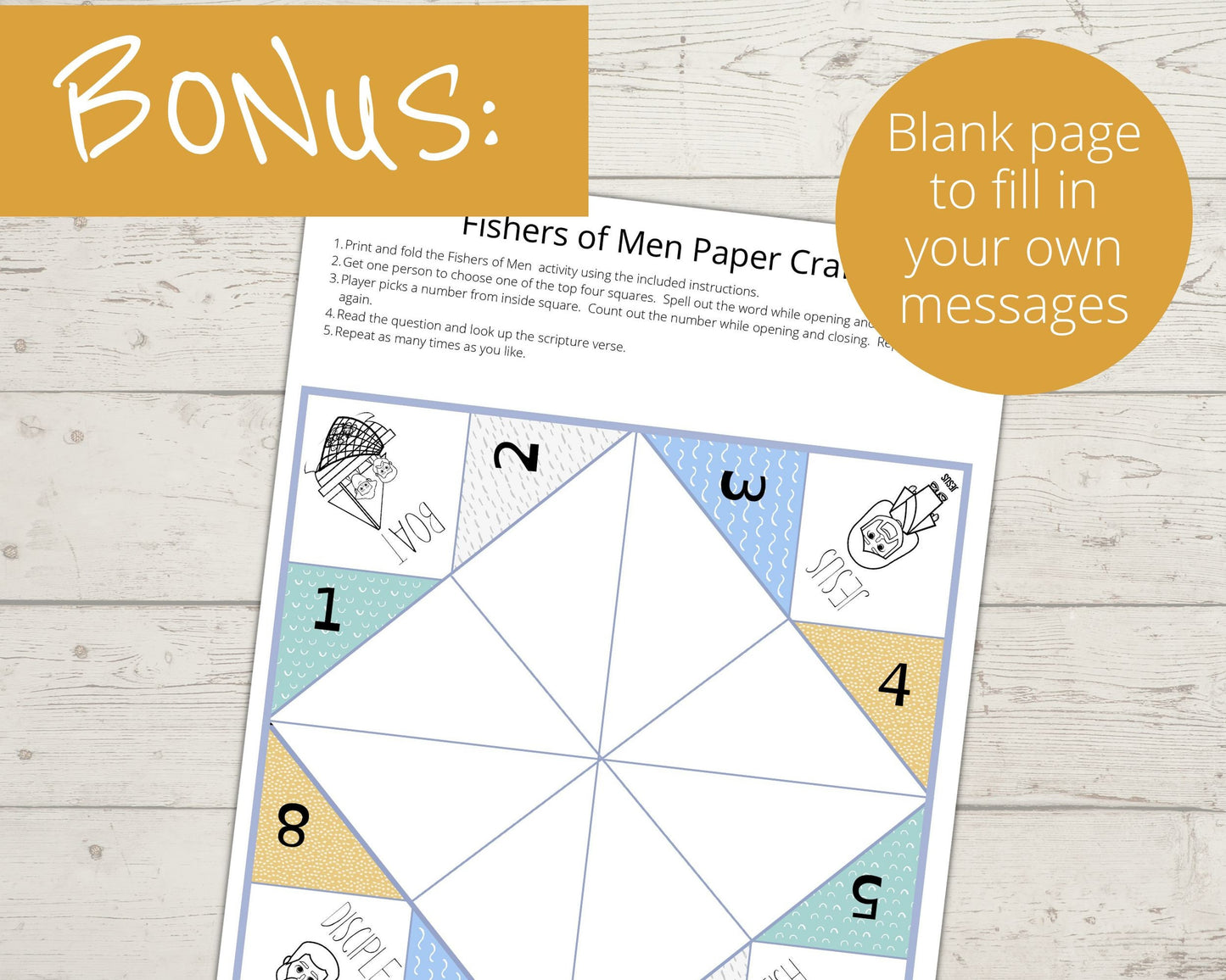 Fishers of Men Printable Cootie Catcher