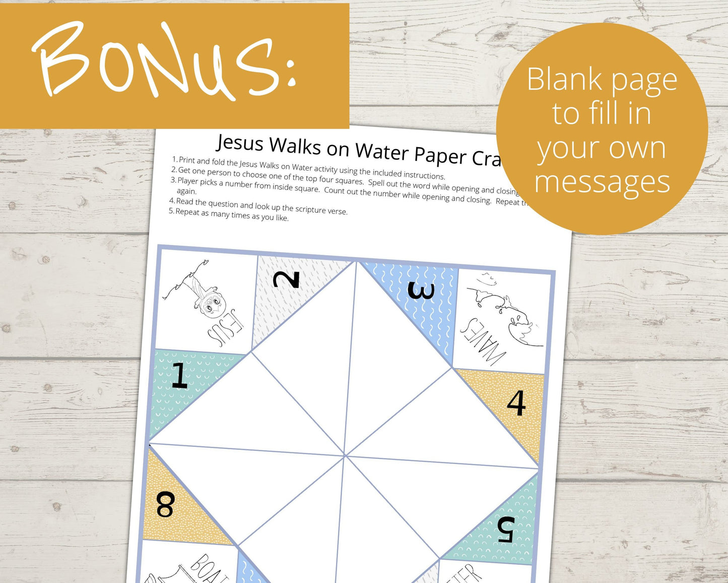 Jesus Walks on Water Printable Cootie Catcher