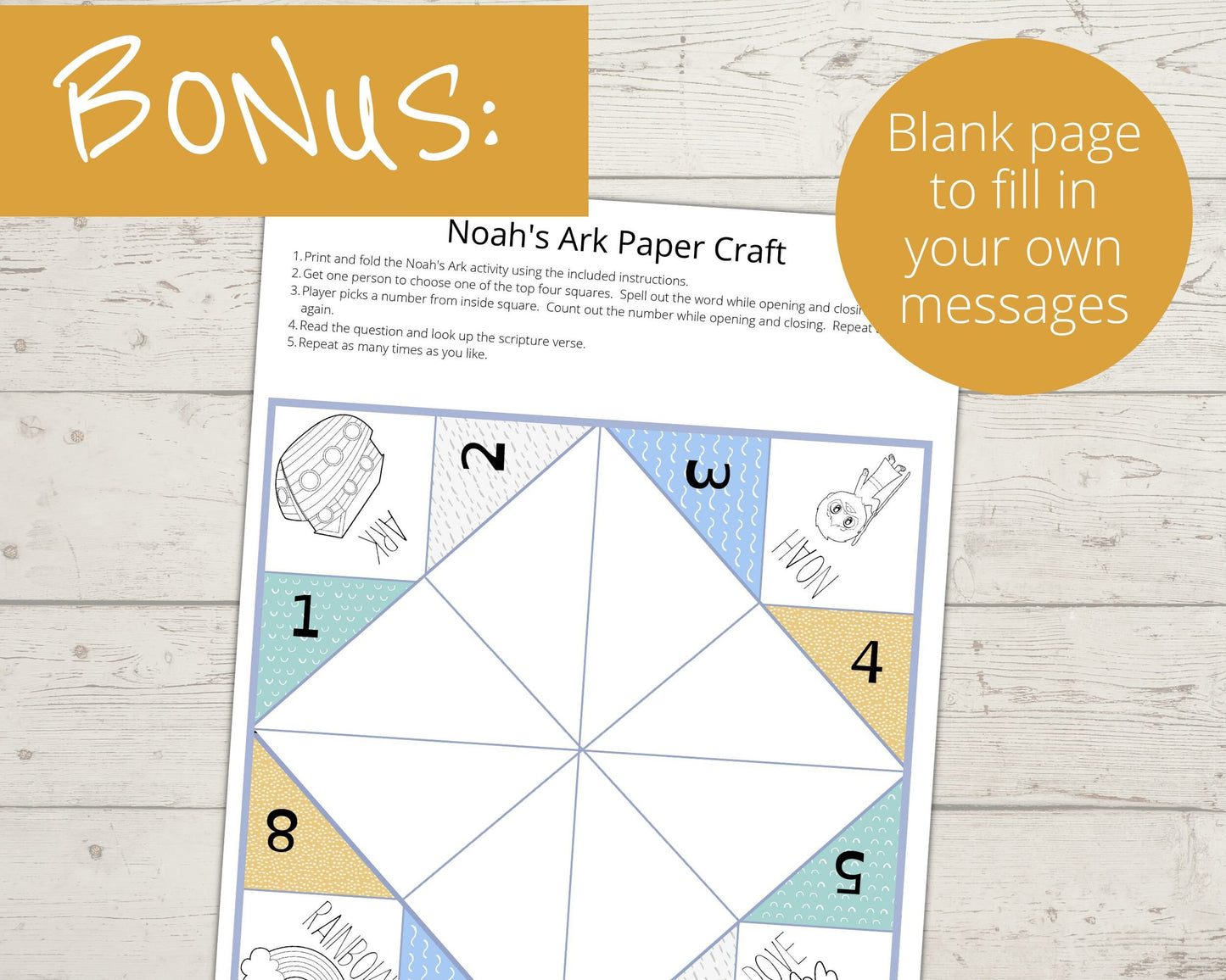 Noah's Ark Printable Cootie Catcher