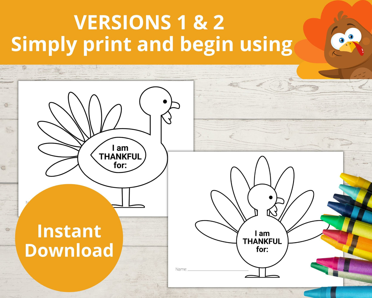 Gratitude Turkey Printable Craft