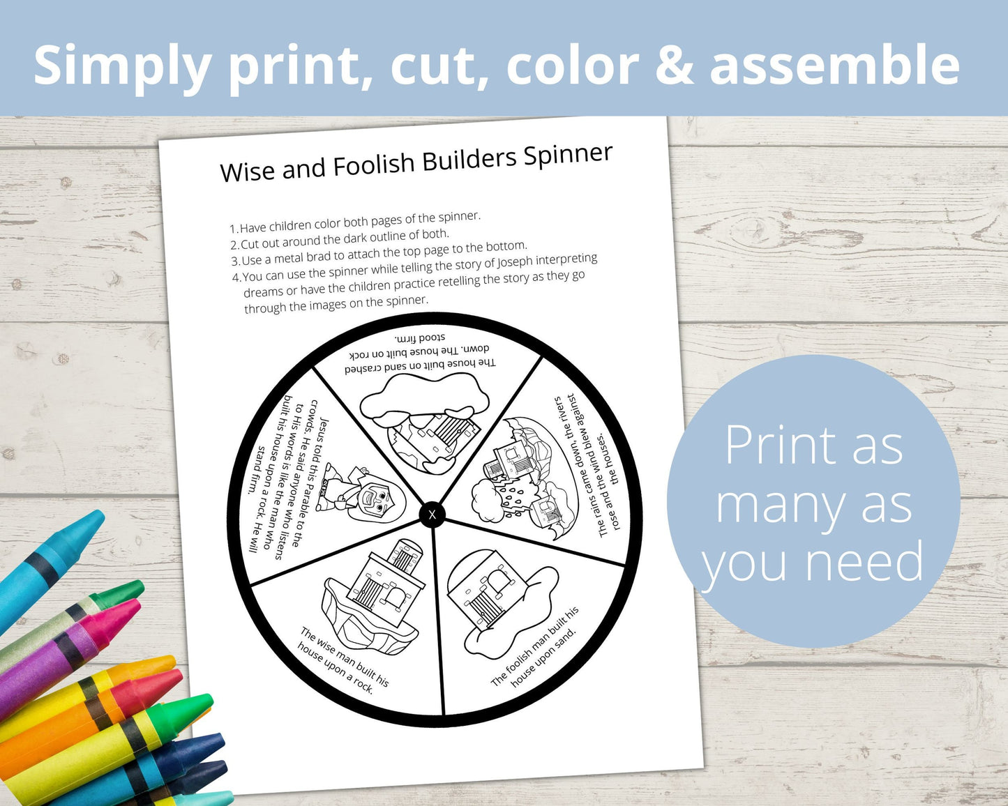 Wise and Foolish Builder Printable Spinner