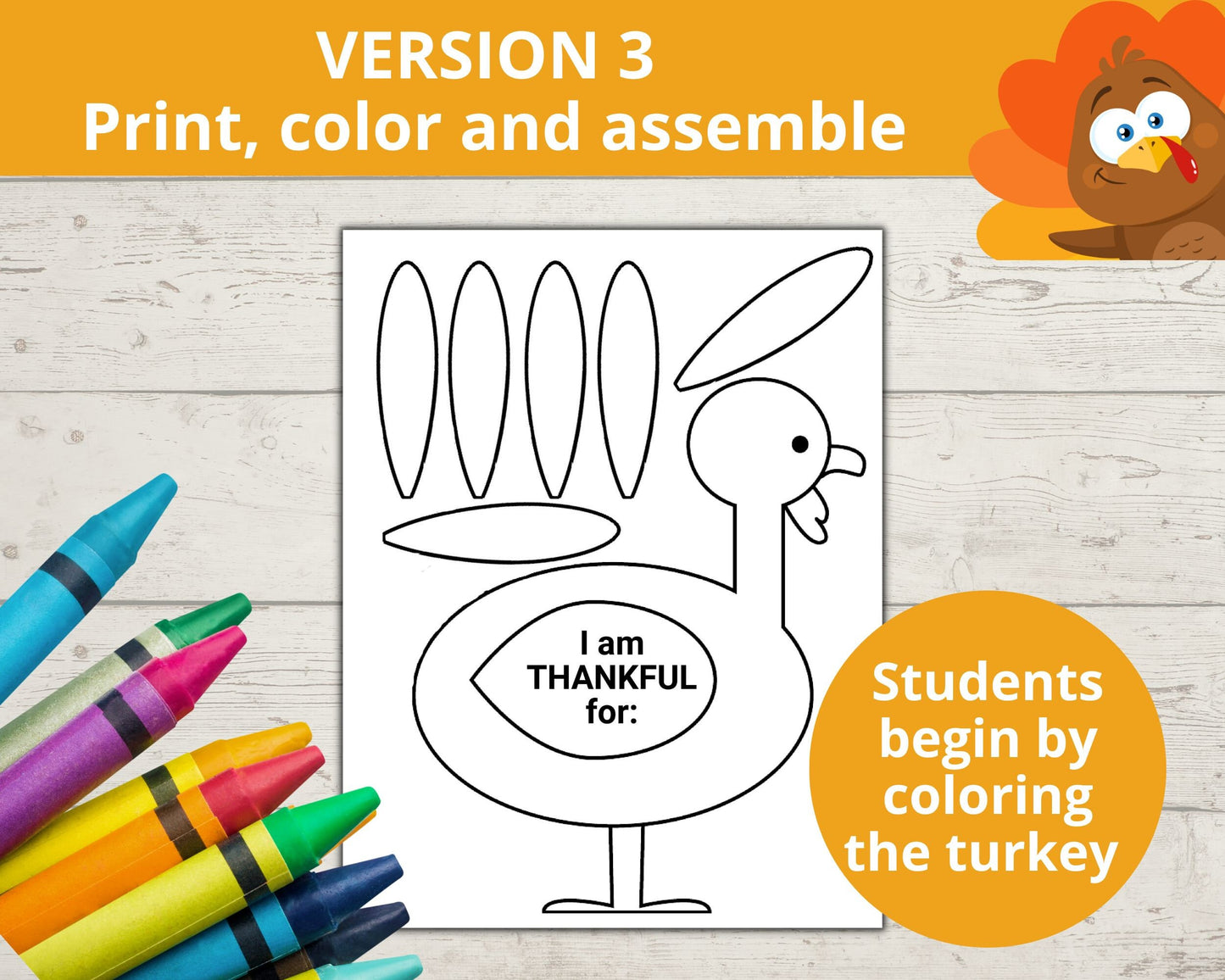 Gratitude Turkey Printable Craft