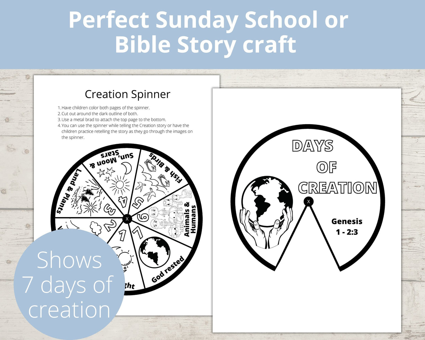 Days of Creation Printable Spinner