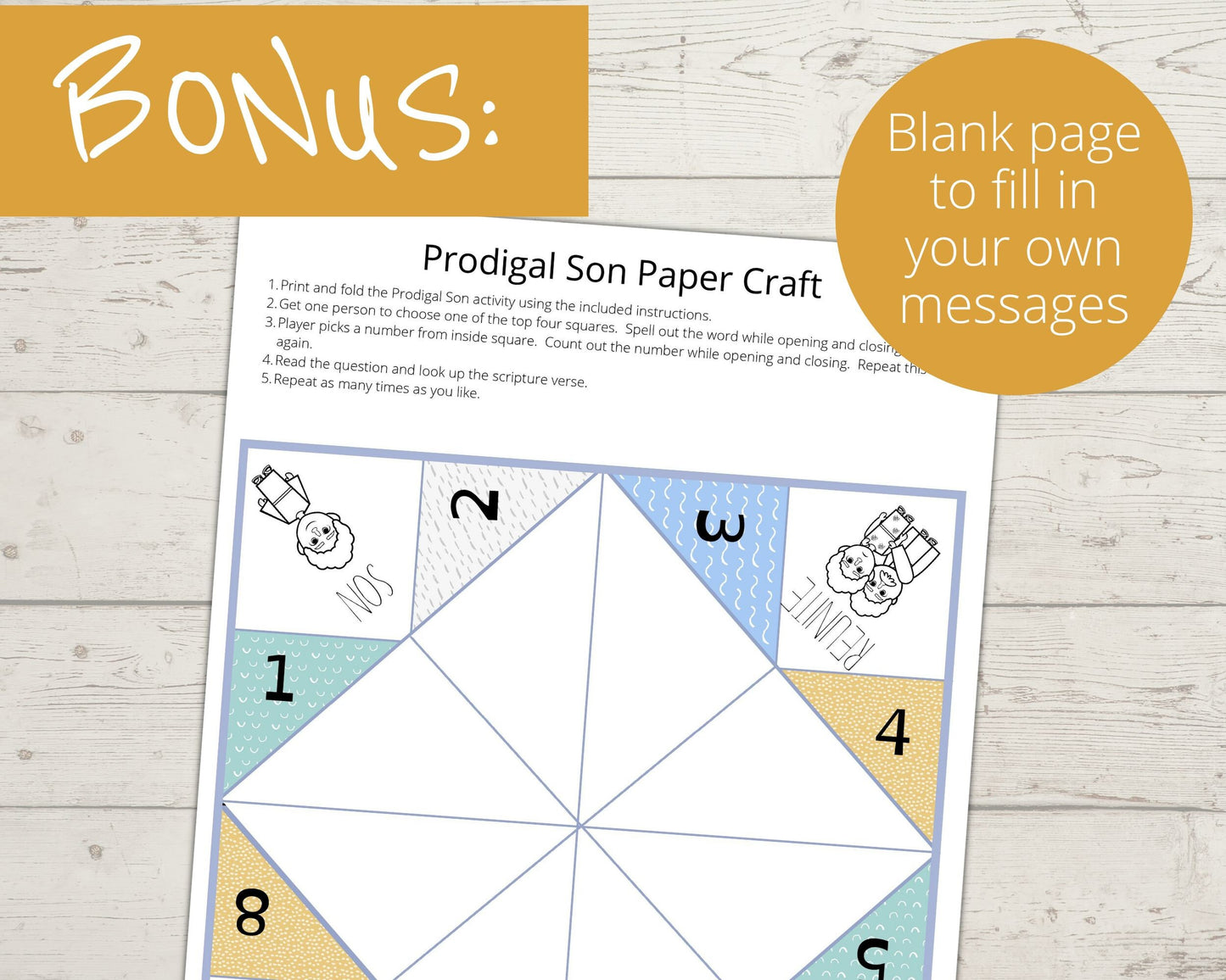 Prodigal Son Printable Cootie Catcher