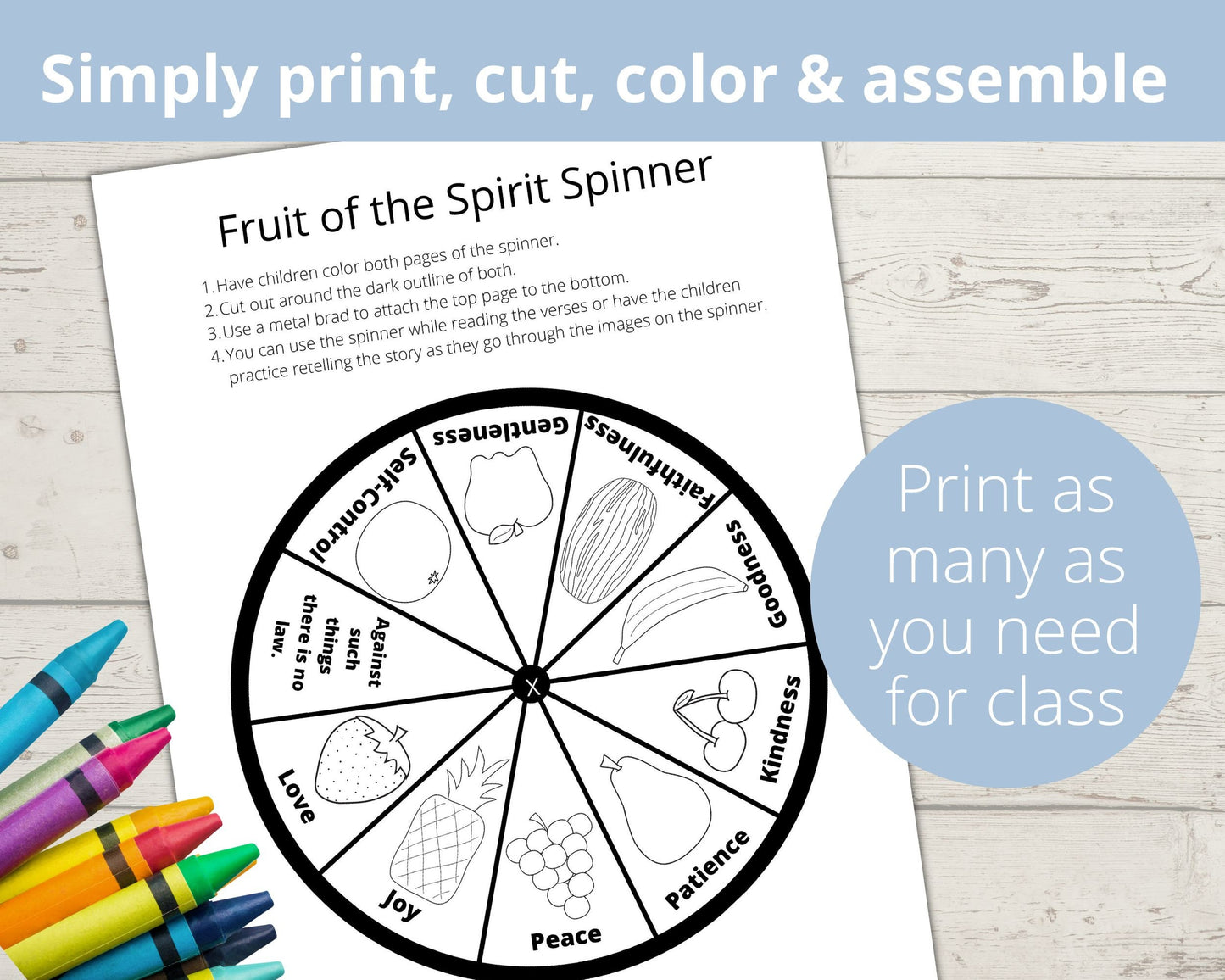 Fruit of the Spirit Printable Spinner