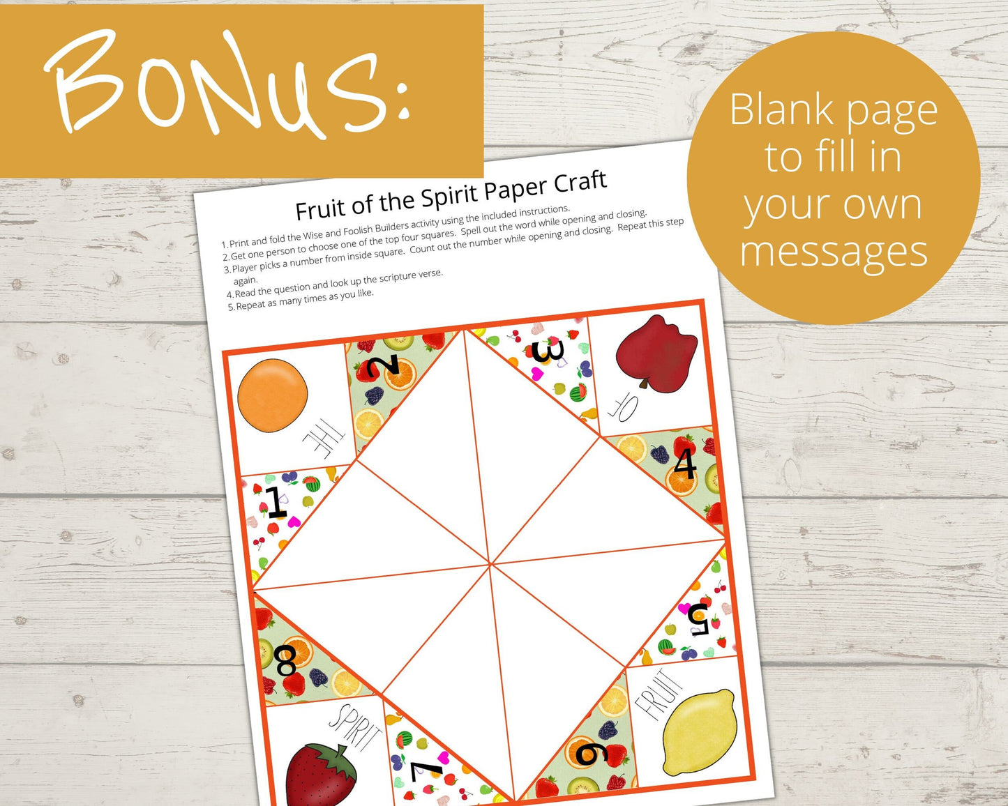 Fruit of the Spirit Printable Cootie Catcher