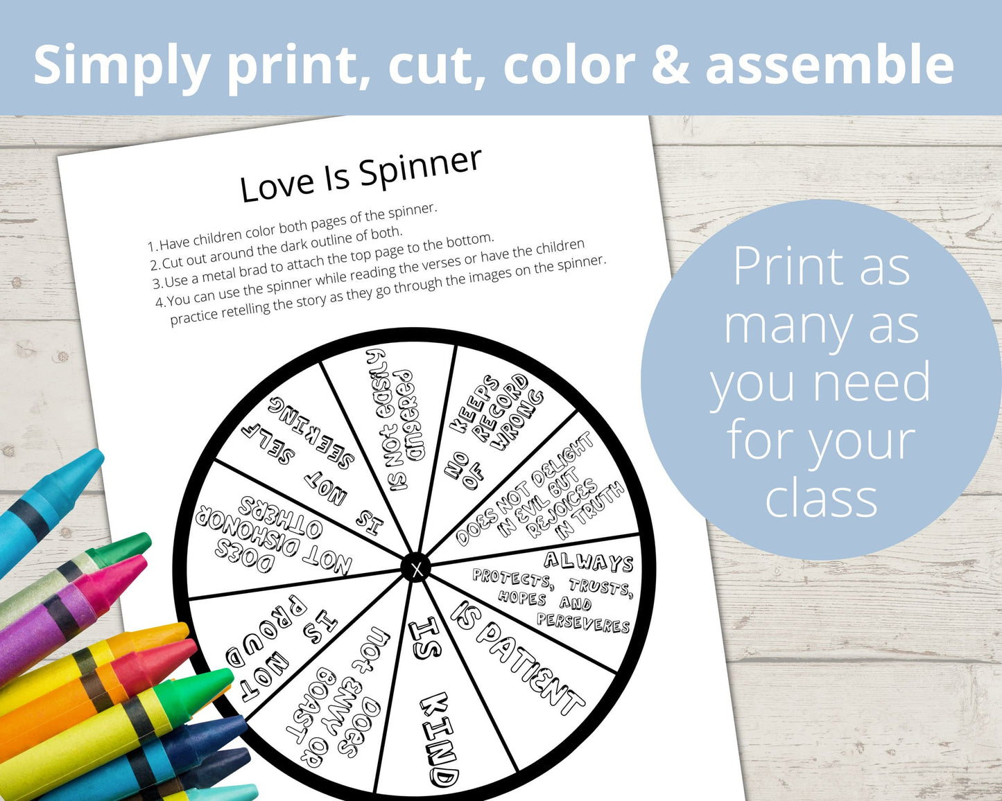 Love is Patient Love is Kind Printable Spinner