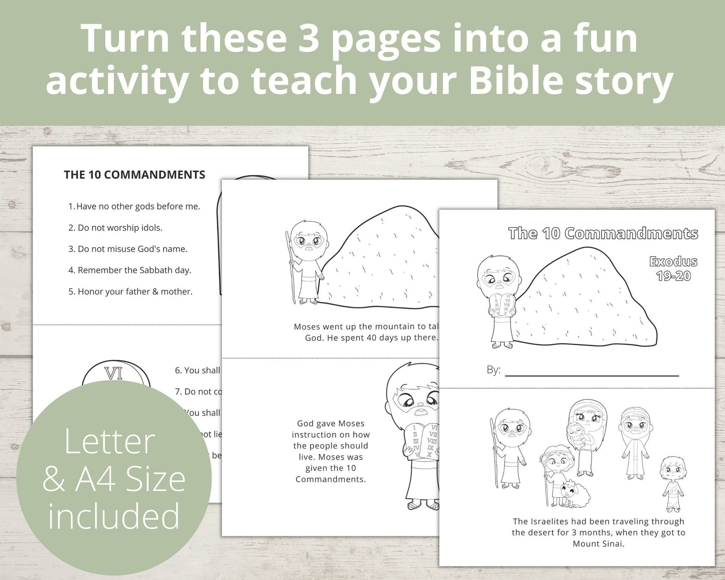 10 Commandments Printable Half Page Book