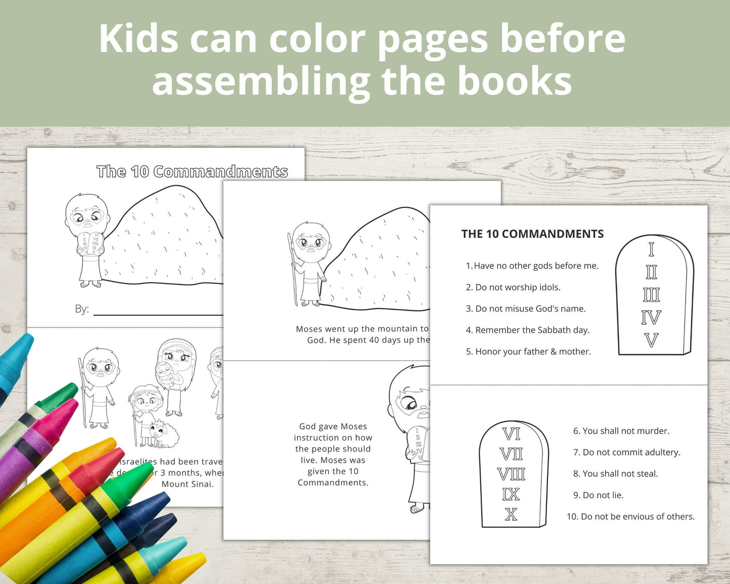 10 Commandments Printable Half Page Book