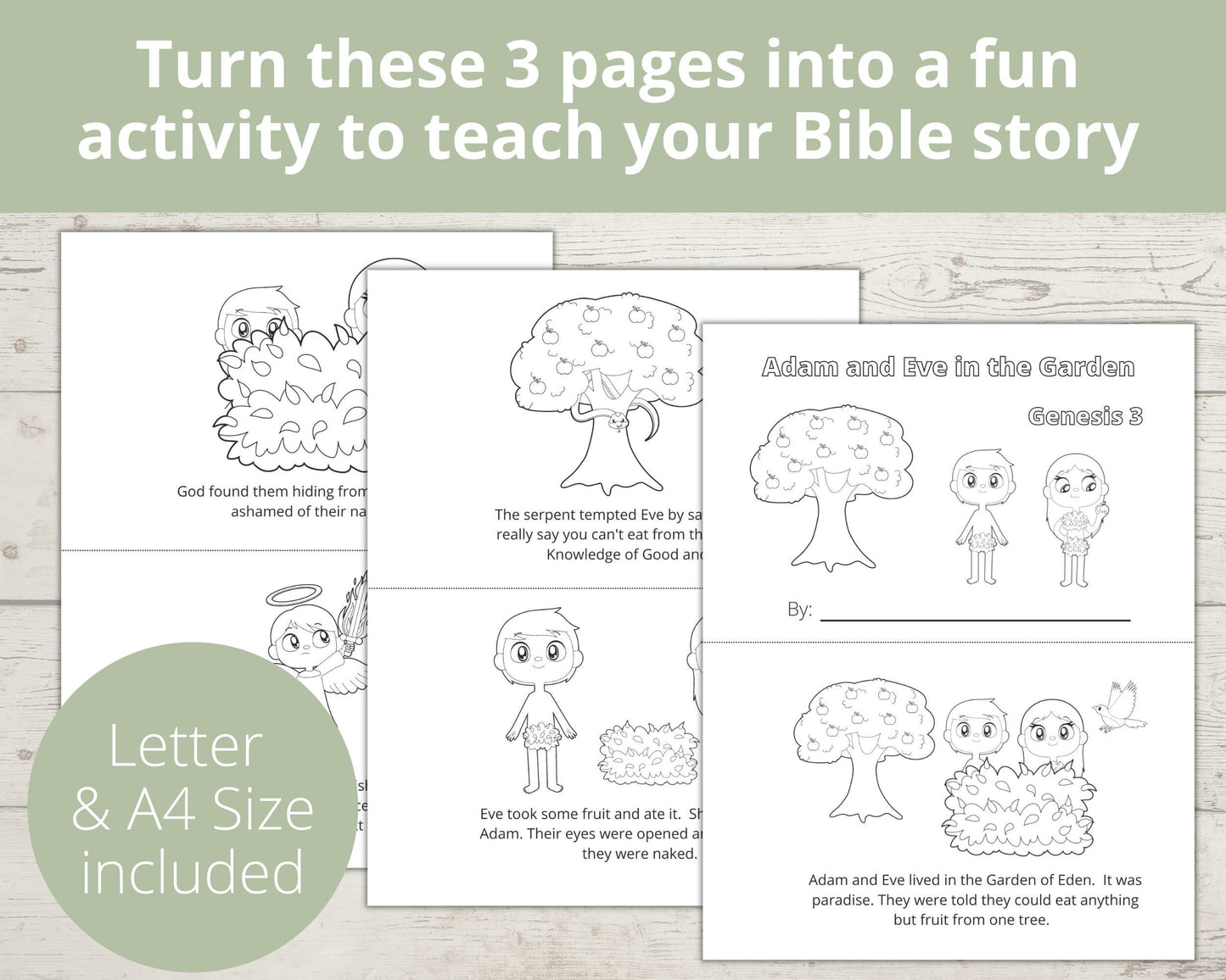 Adam and Eve Printable Half Page Book