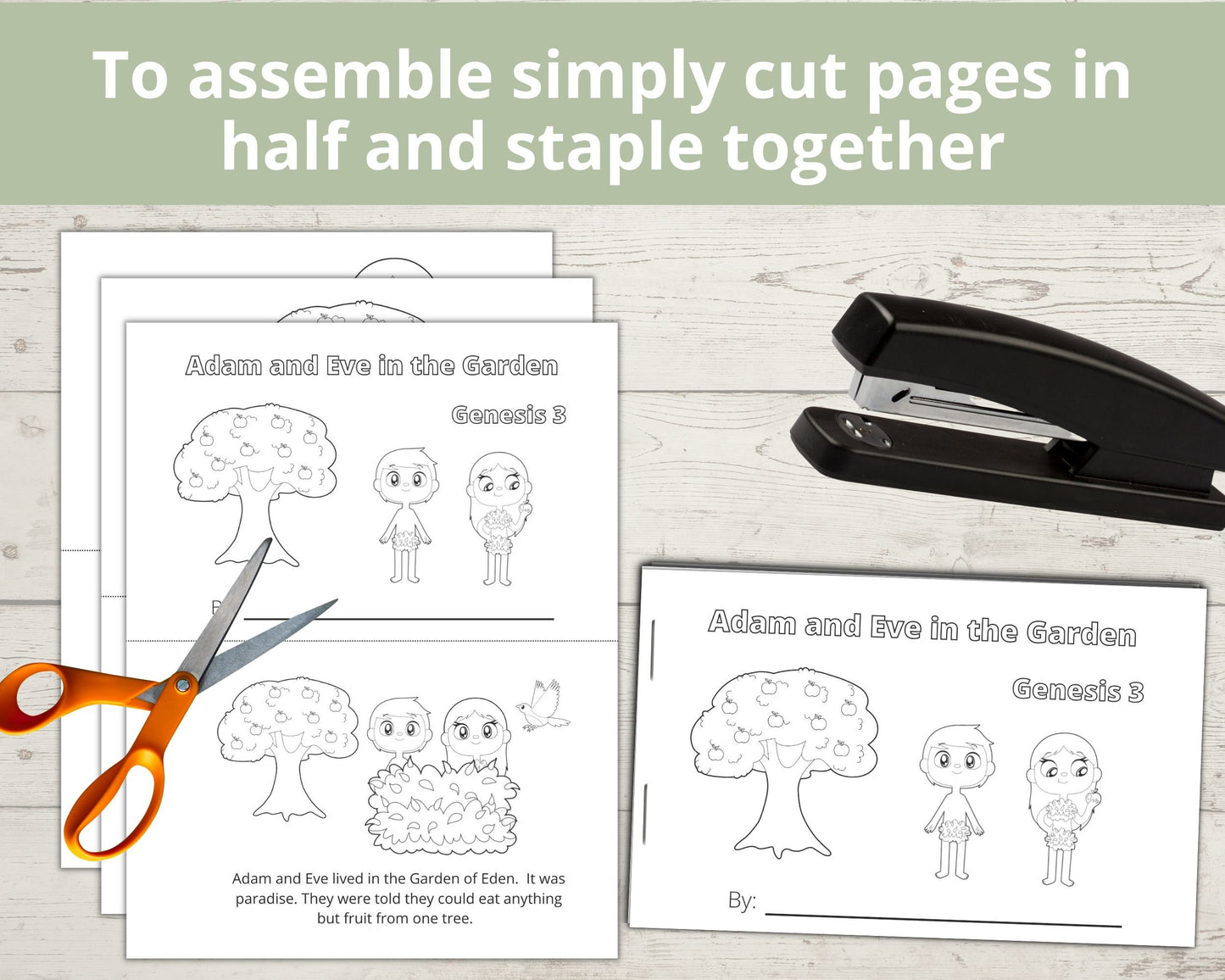 Adam and Eve Printable Half Page Book