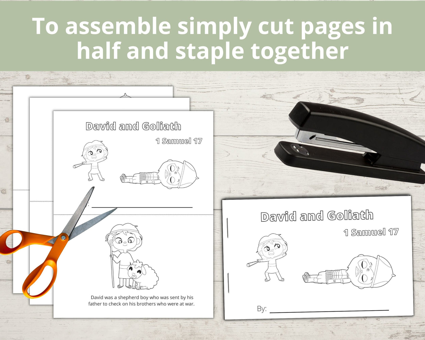 David and Goliath Printable Half Page Book