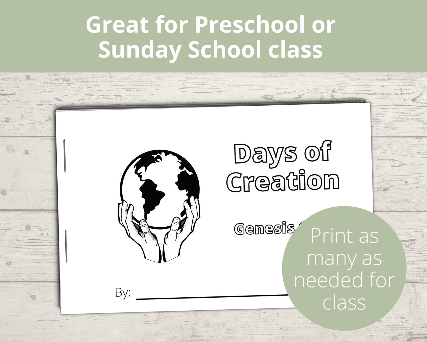 Days of Creation Printable Half Page Book