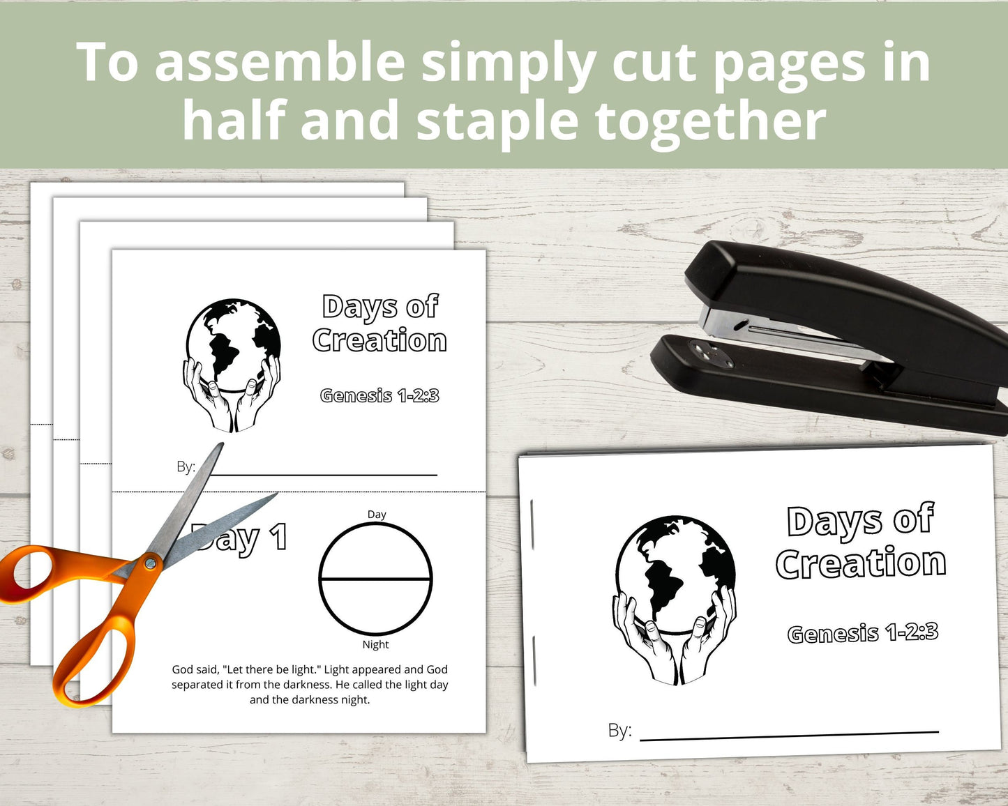 Days of Creation Printable Half Page Book