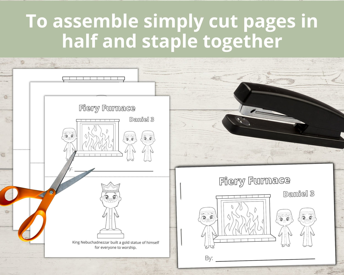 Fiery Furnace/ Shadrach Meshach Abednego Printable Half Page Book