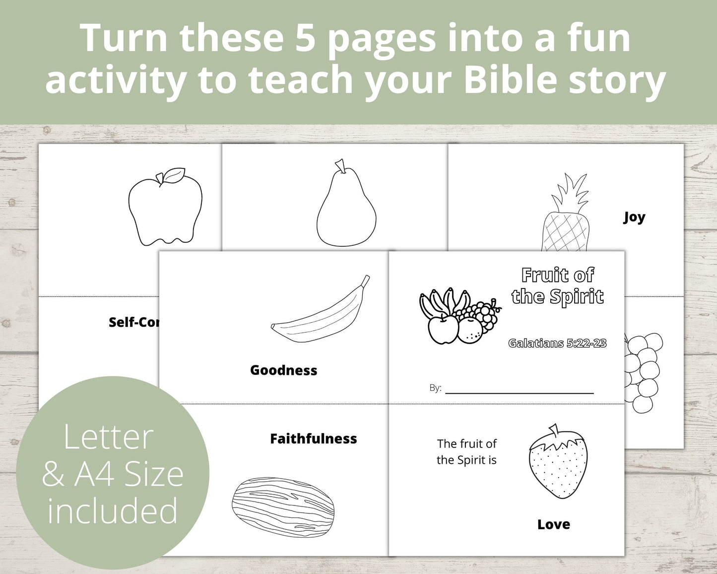 Fruit of the Spirit Printable Half Page Book