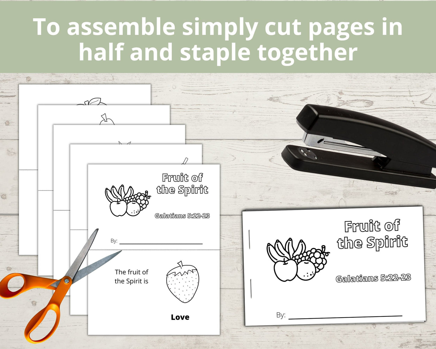 Fruit of the Spirit Printable Half Page Book