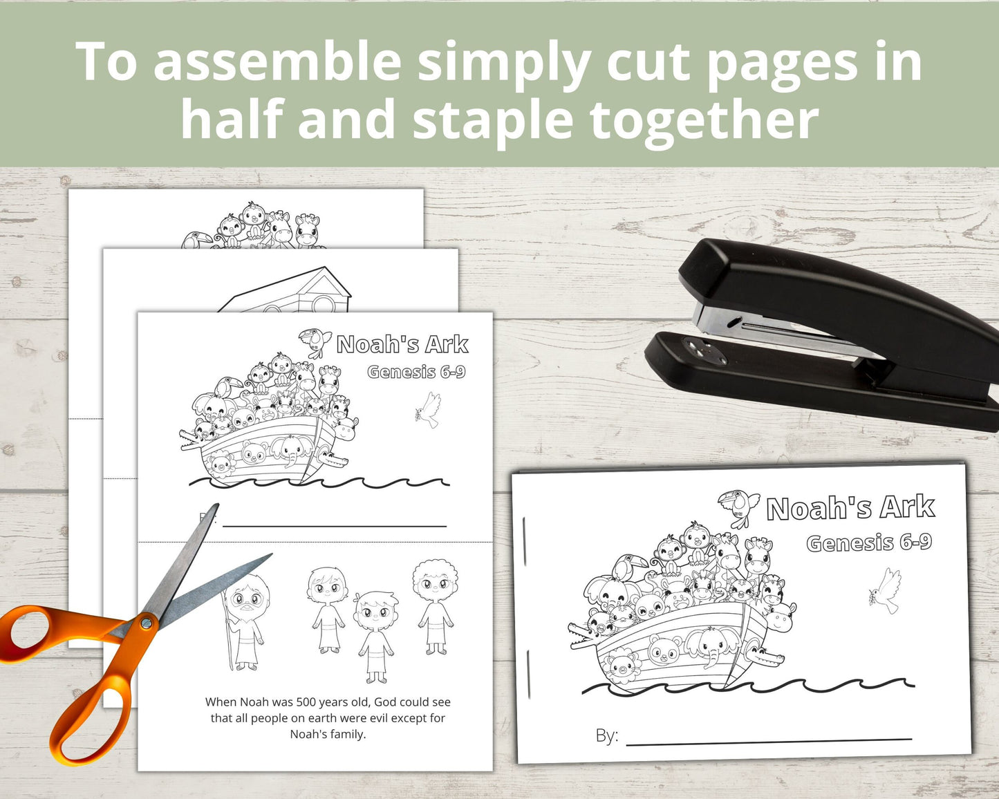 Noah's Ark Printable Half Page Book