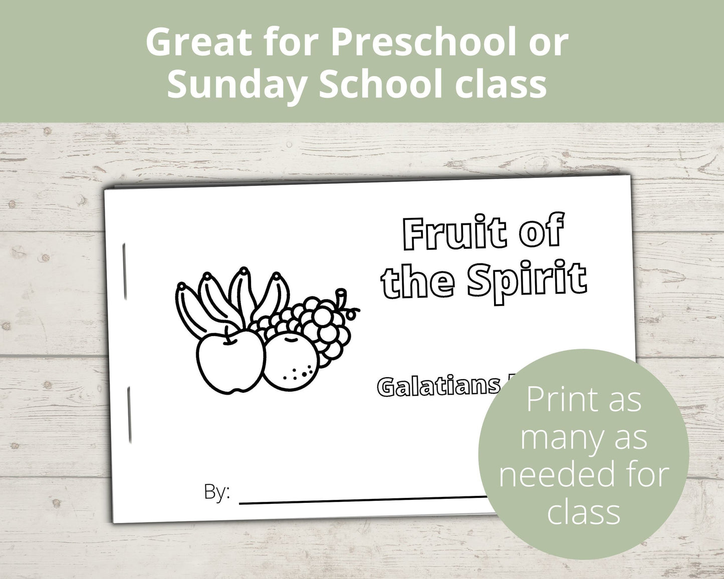 Fruit of the Spirit Printable Half Page Book