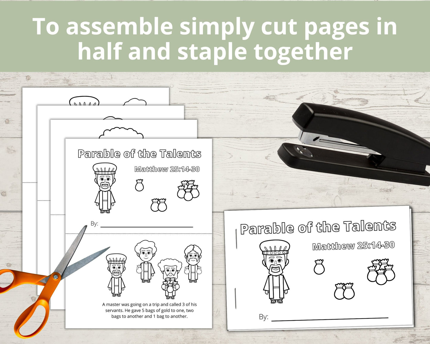 Parable of the Talents Printable Half Page Book