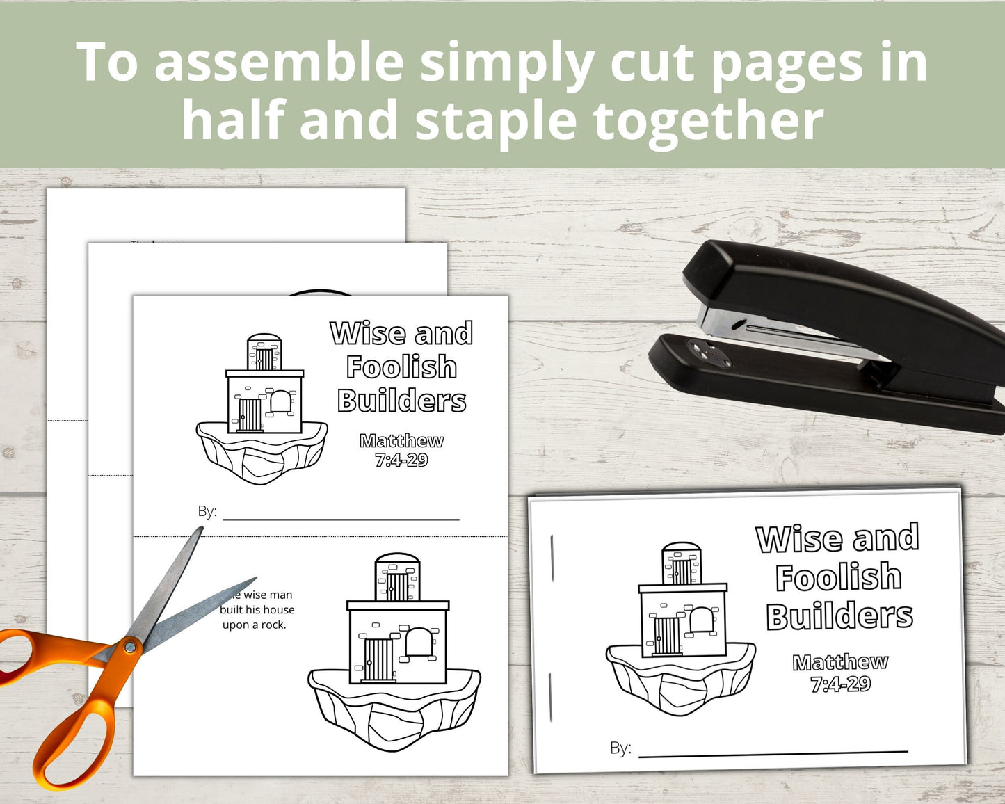 Wise and Foolish Builder Printable Half Page Book