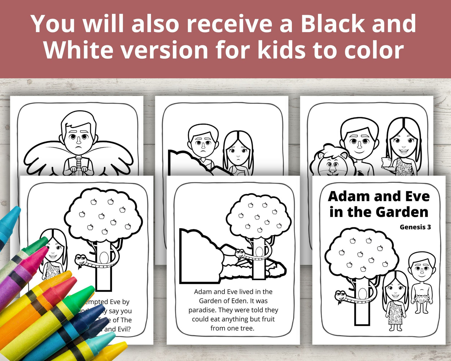 Adam and Eve Printable Posters and Coloring Pages