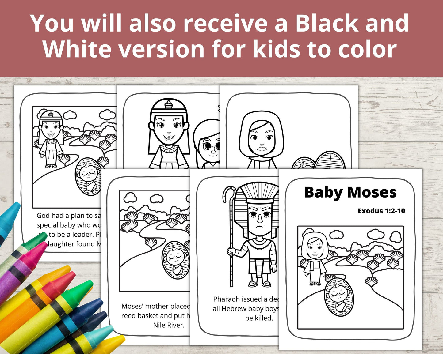 Baby Moses Posters and Coloring Pages