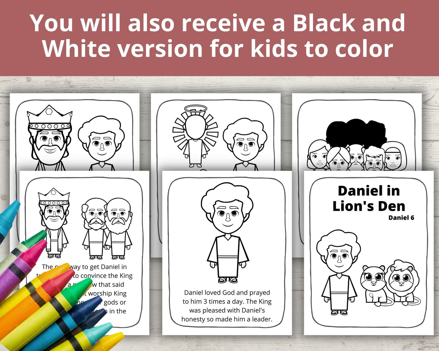 Daniel in the Lions Den Printable Posters and Coloring Pages