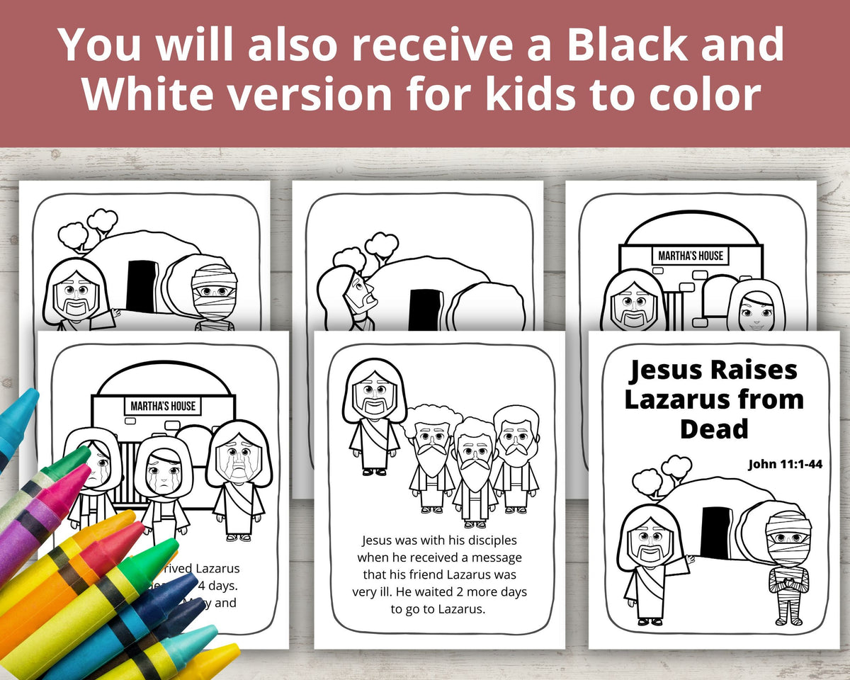 Lazarus Rises Jesus Raises Lazarus Printable Posters and Coloring Pages – Stored Up ...