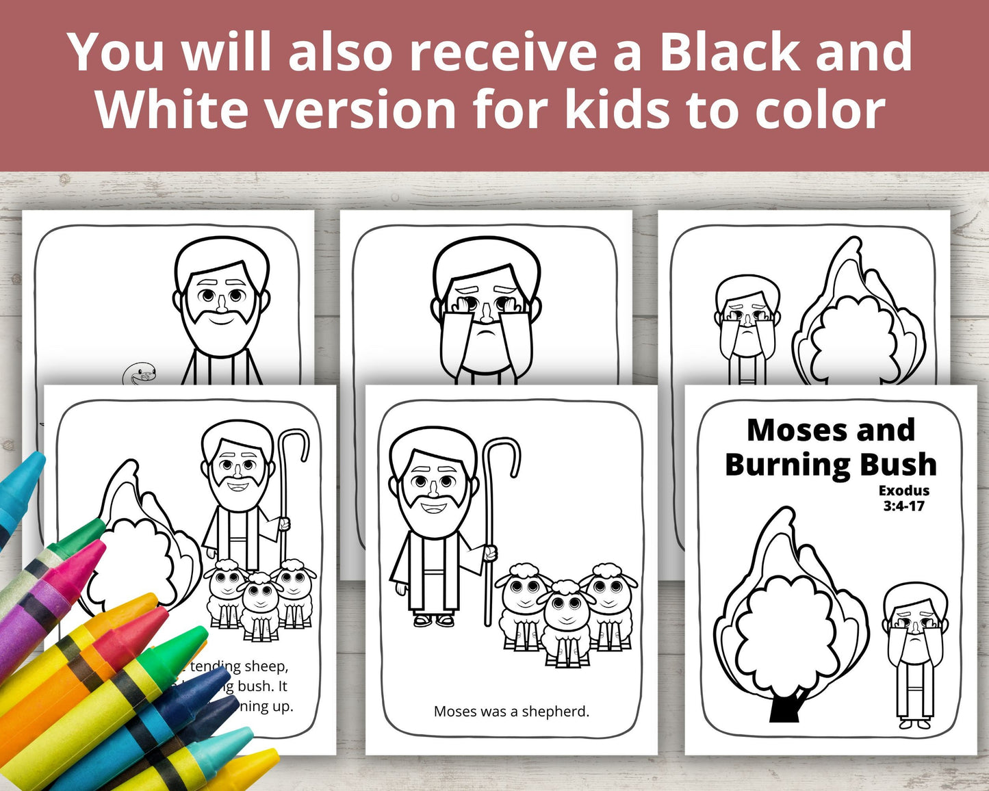 Moses and the Burning Bush Printable Posters and Coloring Pages