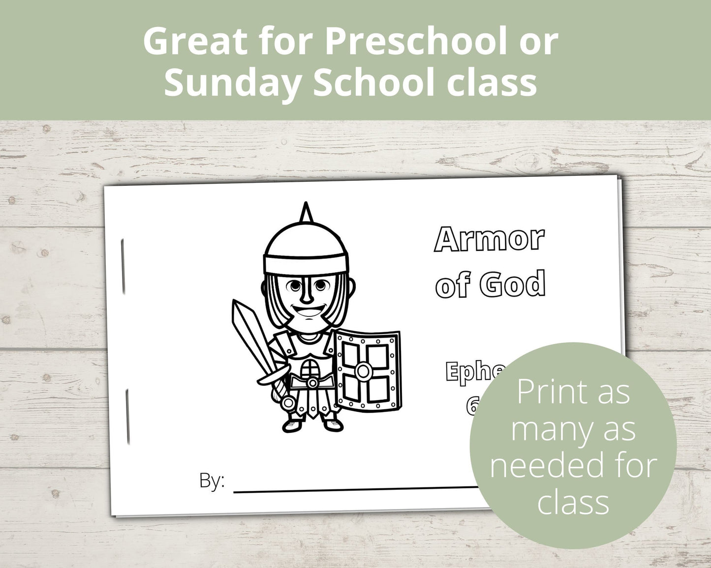 Armor of God Printable Half Page Book