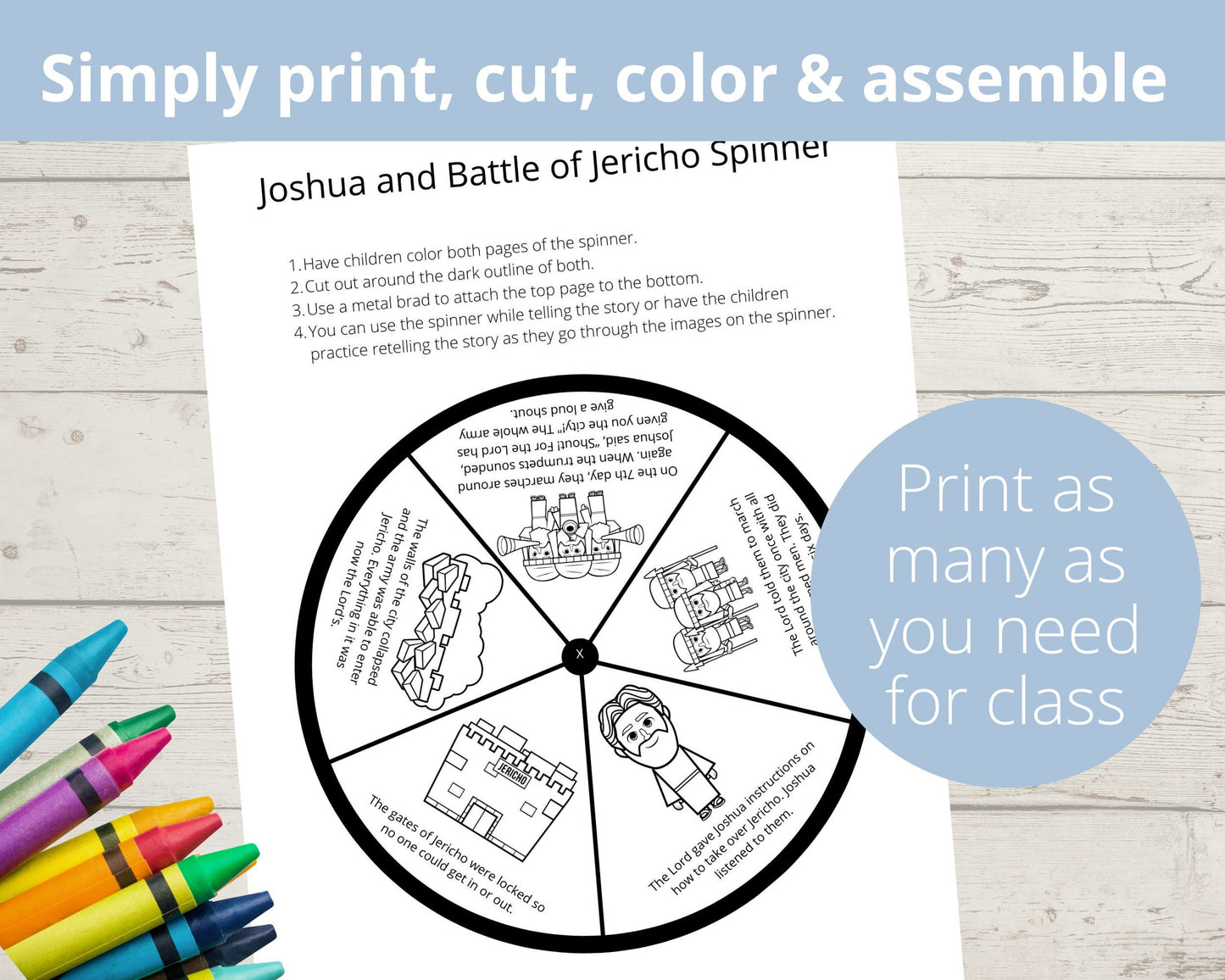 Joshua and the Battle of Jericho Printable Spinner