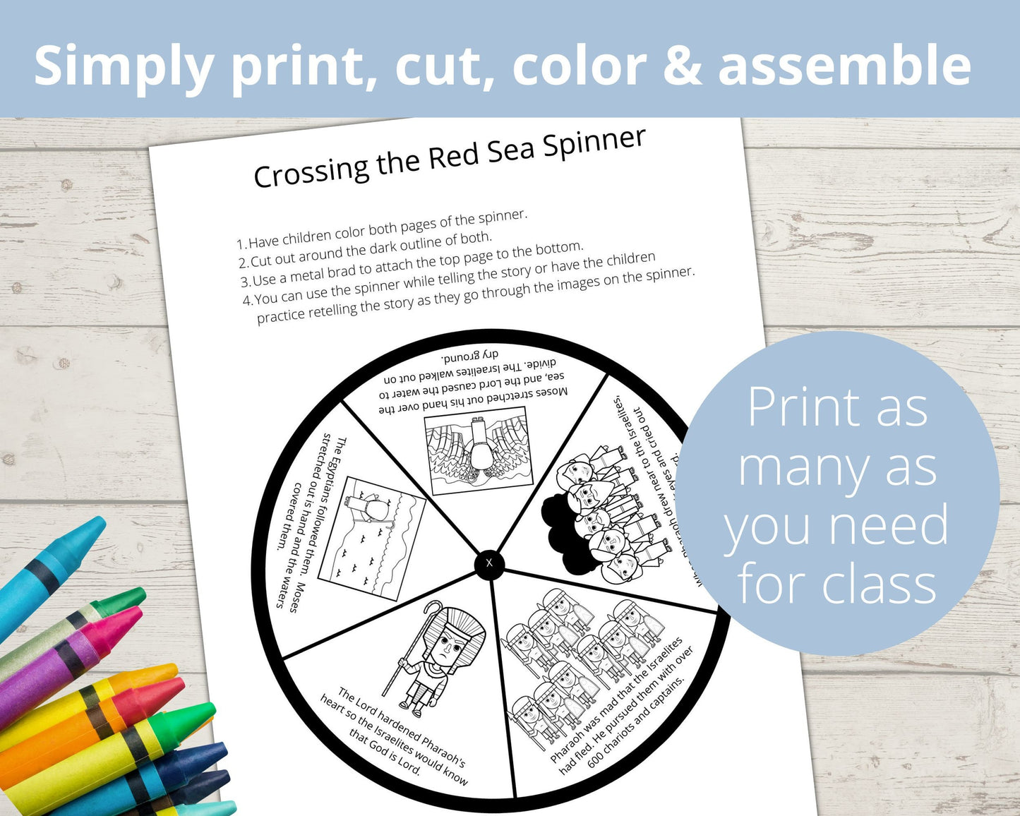 Crossing the Red Sea Printable Spinner