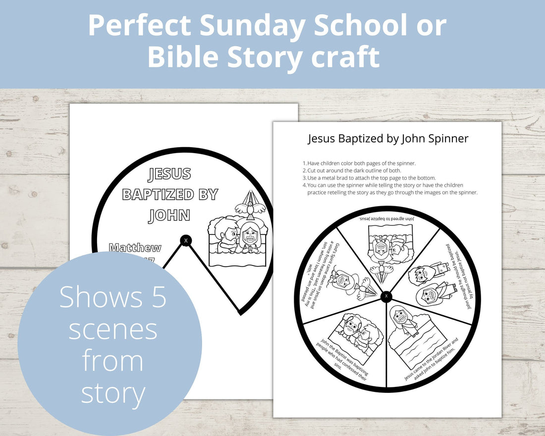 Jesus Baptism Printable Spinner – Stored Up Treasure