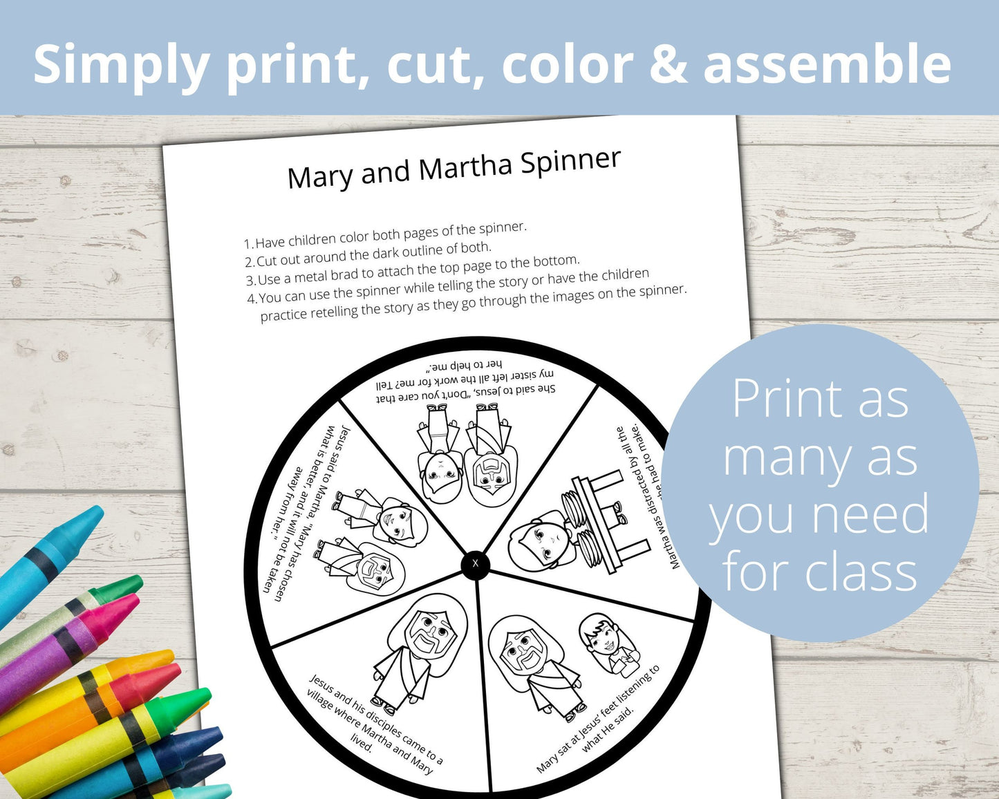 Mary and Martha Printable Spinner