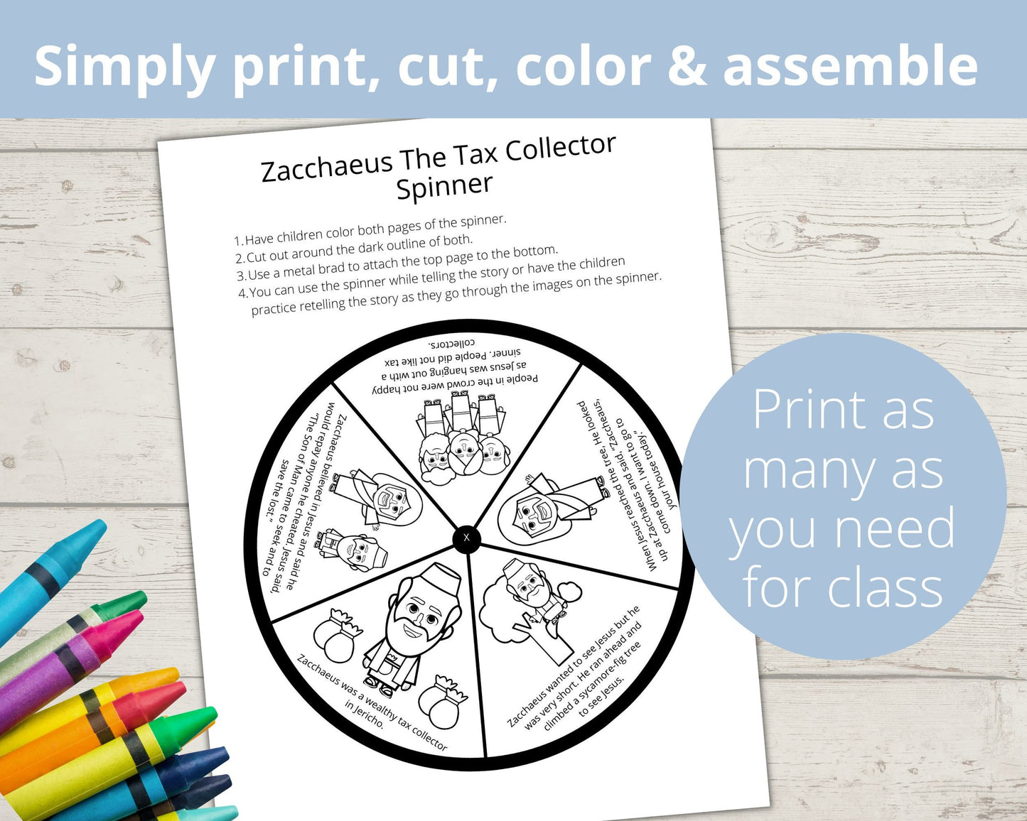 Zacchaeus Printable Spinner