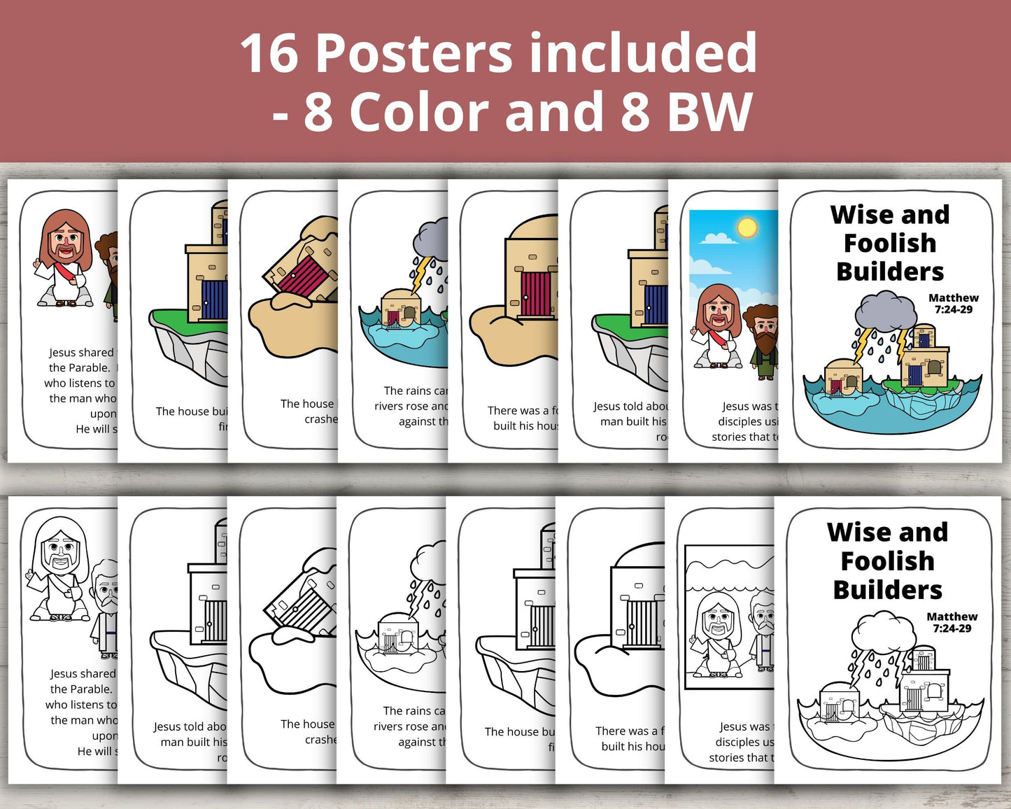 Wise and Foolish Builder Printable Posters and Coloring Pages