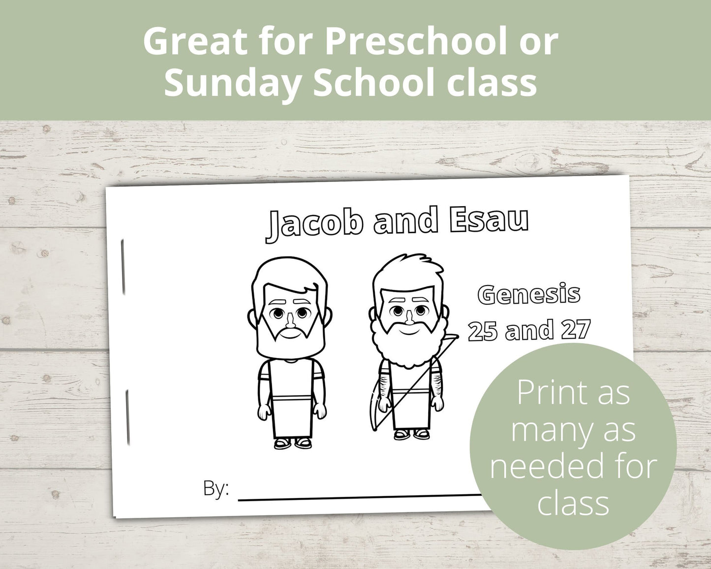 Jacob and Esau Printable Half Page Book