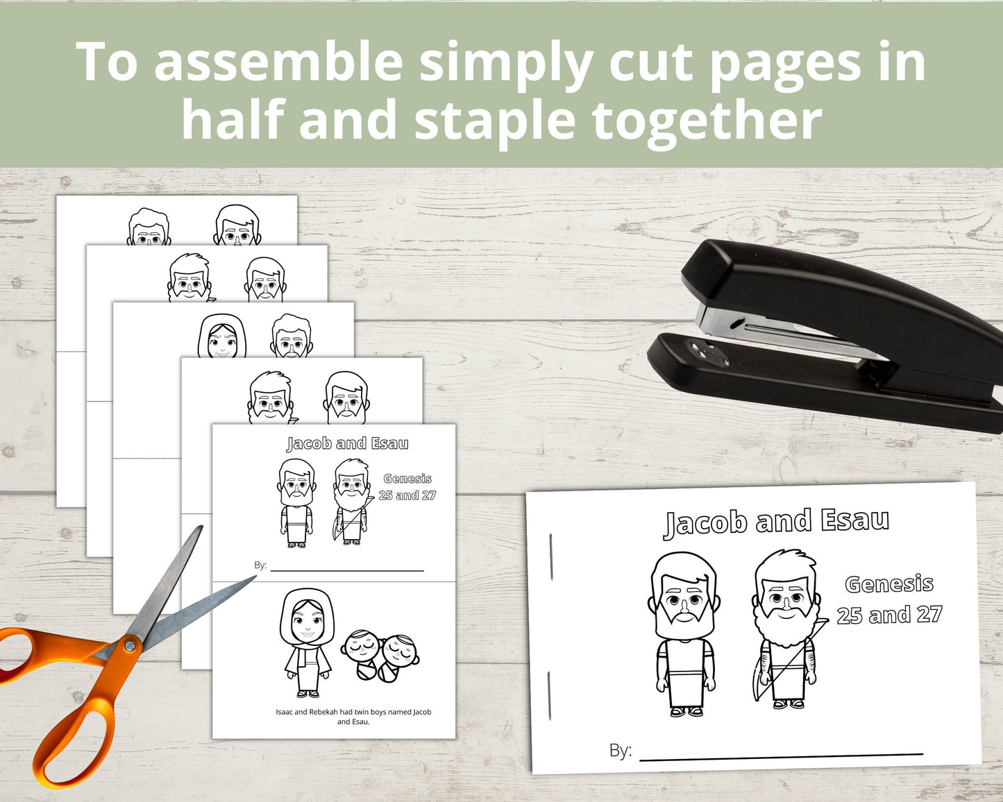 Jacob and Esau Printable Half Page Book