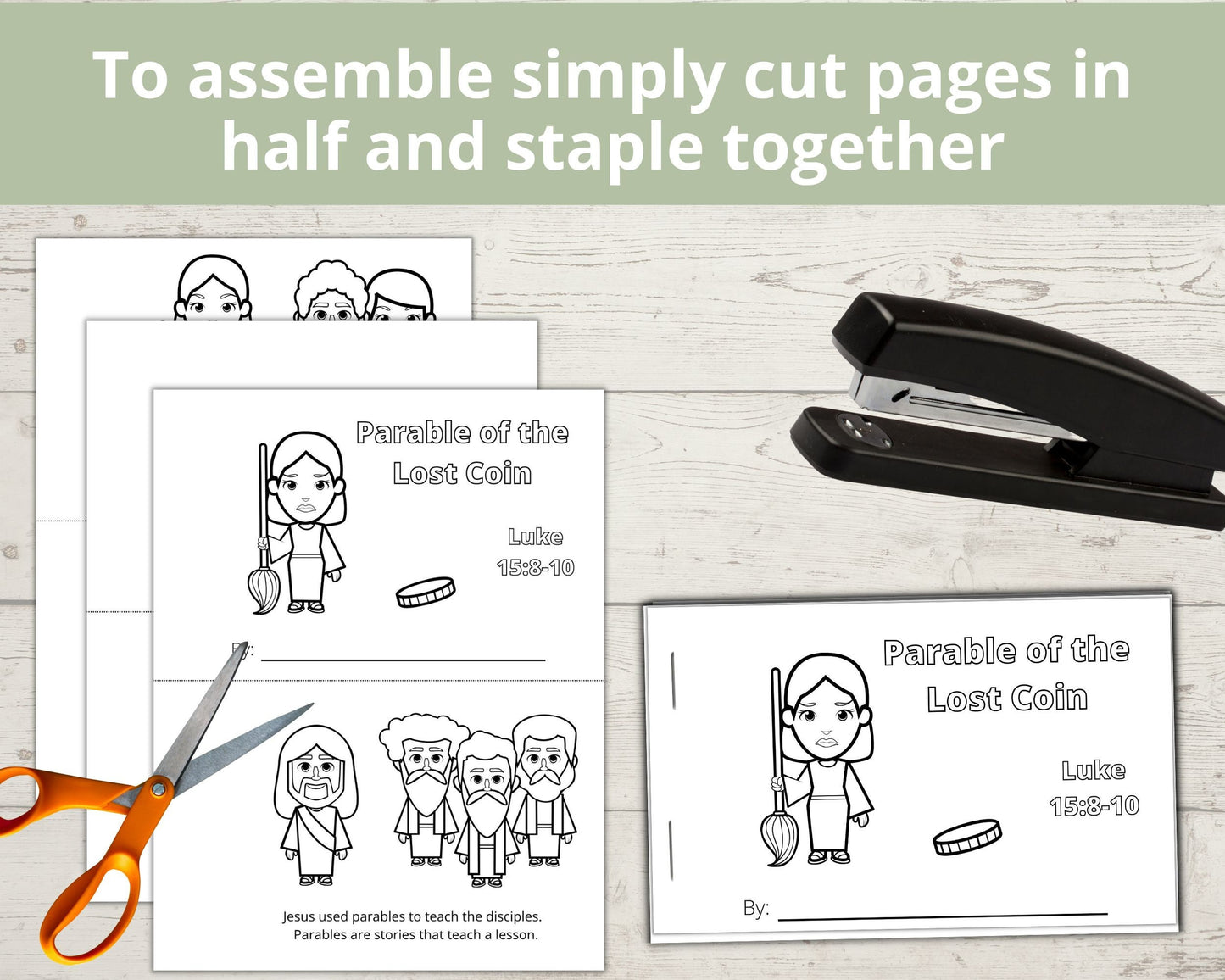 Parable of Lost Coin Printable Half Page Book
