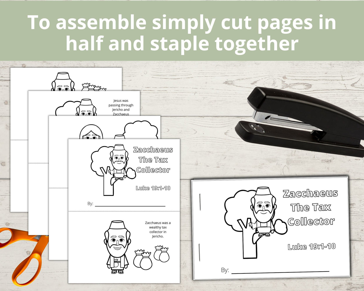 Zacchaeus Printable Half Page Book