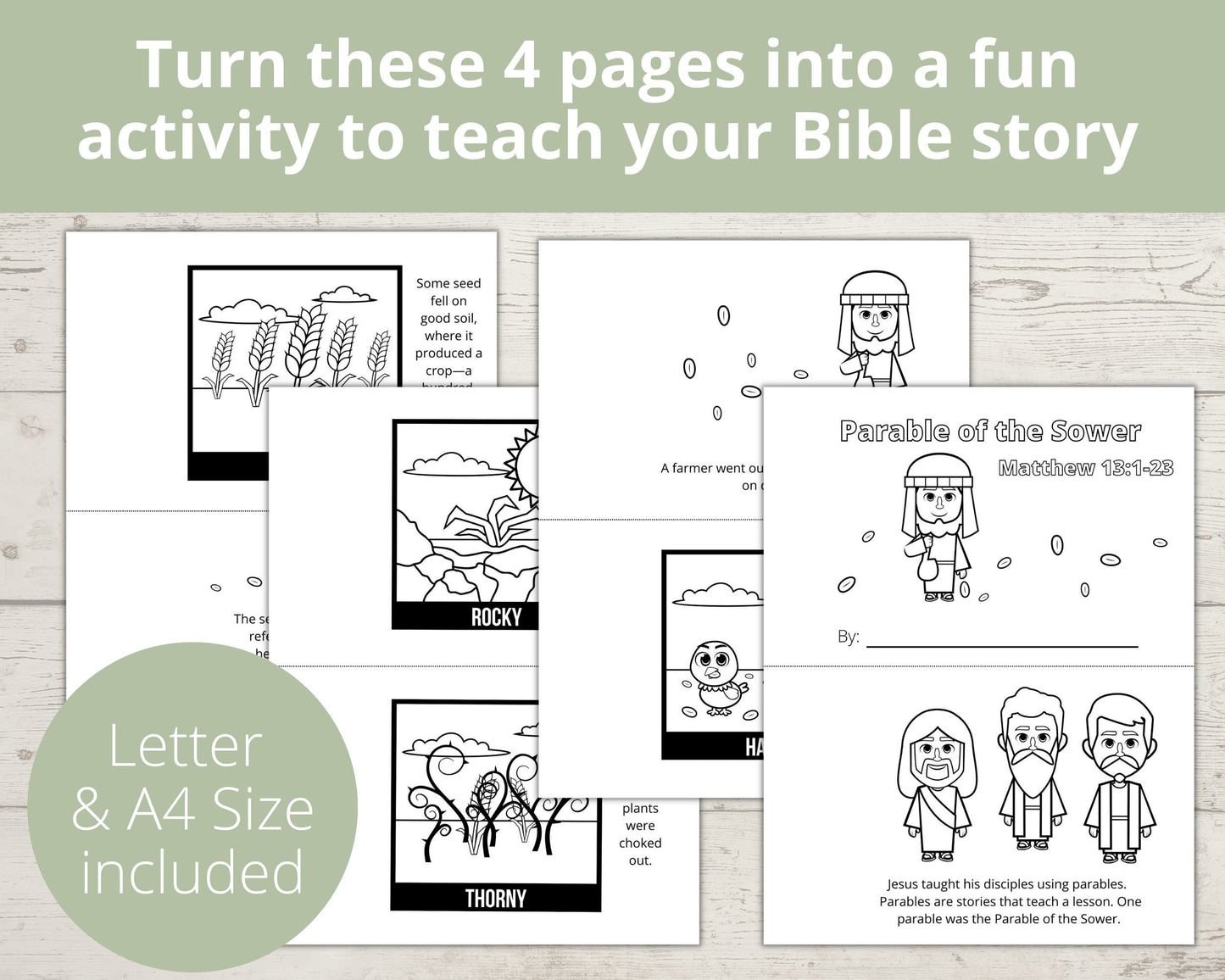 Parable of the Sower Printable Half Page Book