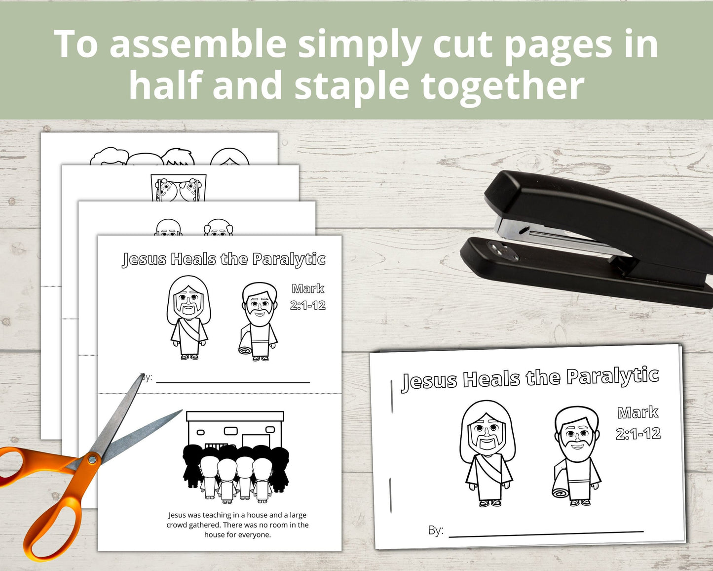 Jesus Heals the Paralyzed Man Printable Half Page Book