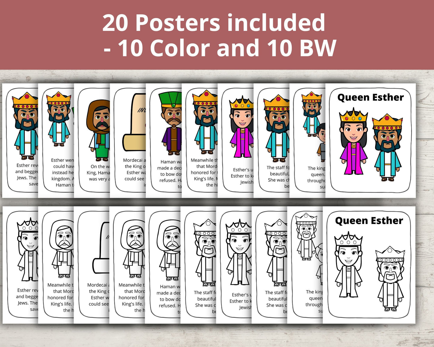 Queen Esther Printable Posters and Coloring Pages