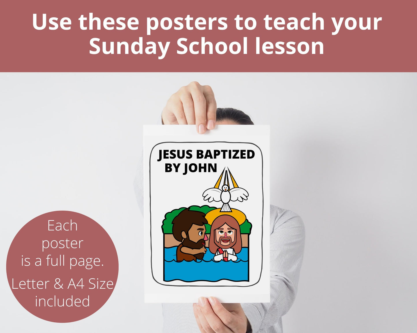 Jesus Baptism Printable Posters and Coloring Pages