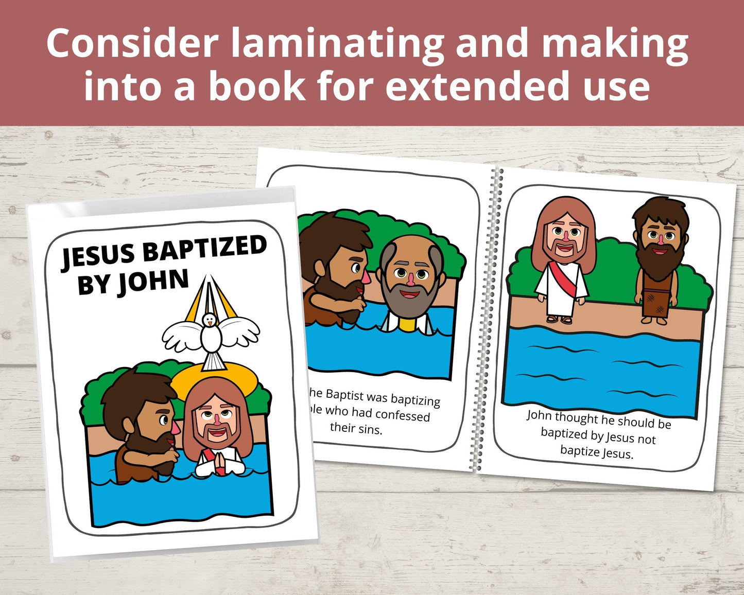 Jesus Baptism Printable Posters and Coloring Pages