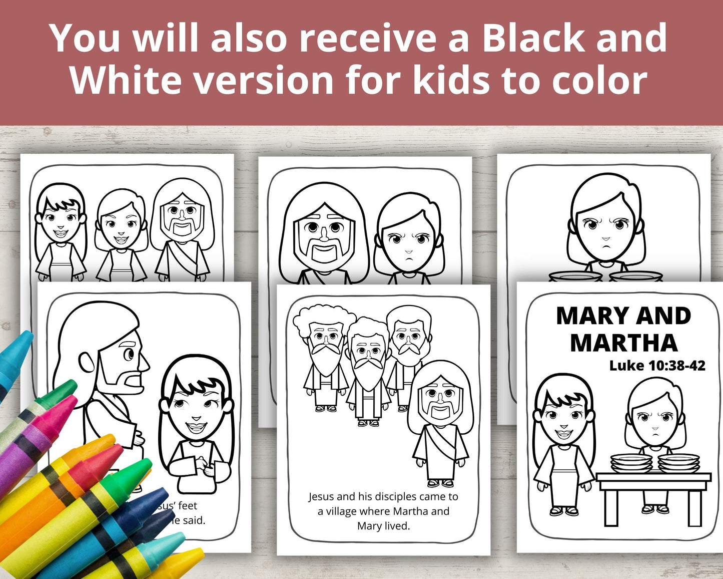 Mary and Martha Printable Posters and Coloring Pages