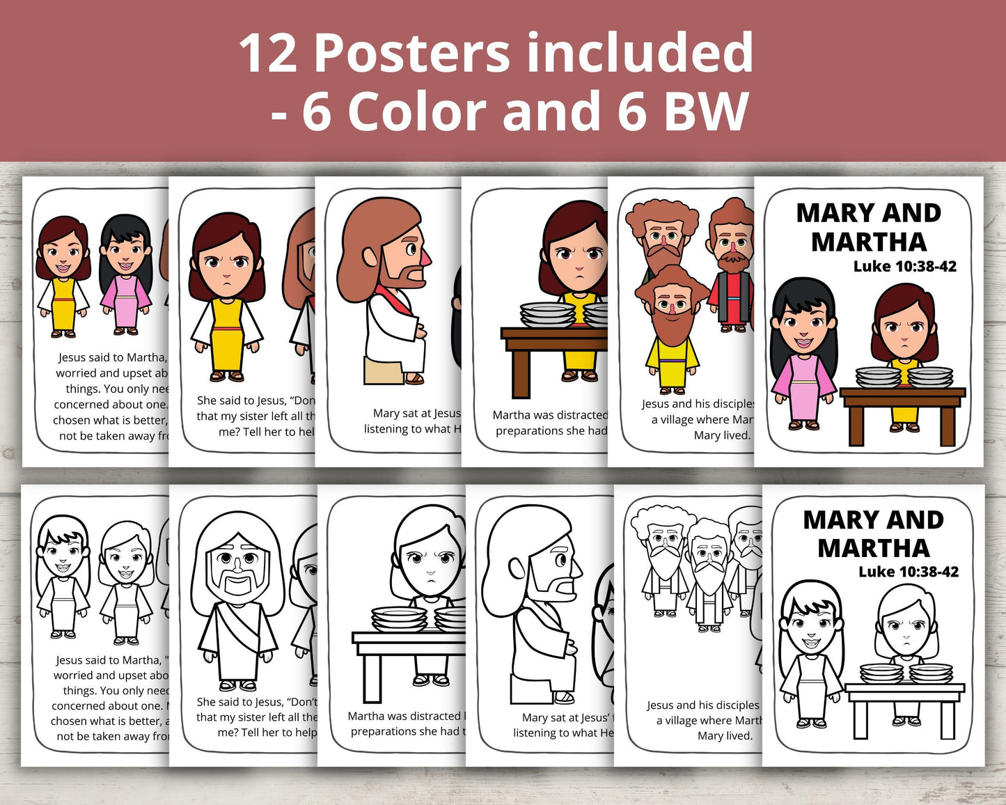 Mary and Martha Printable Posters and Coloring Pages