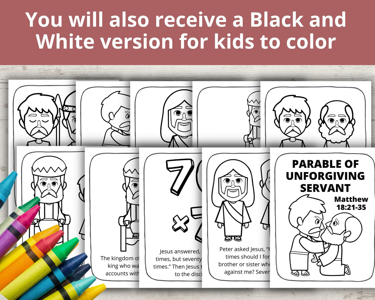 Parable of Unforgiving Servant Printable Posters and Coloring Pages